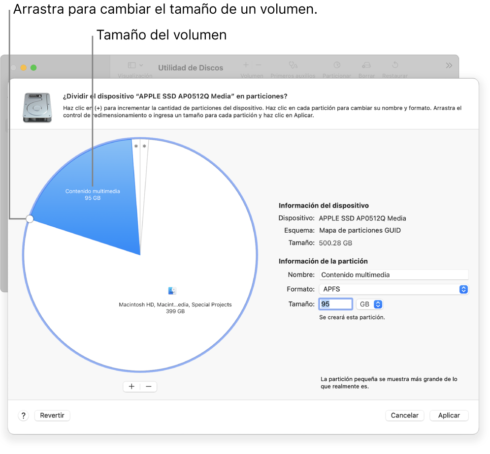 pasos para crear particiones en macos