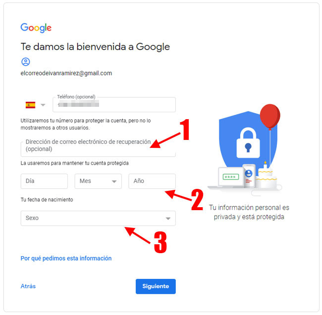 pasos para crear una cuenta en gmail